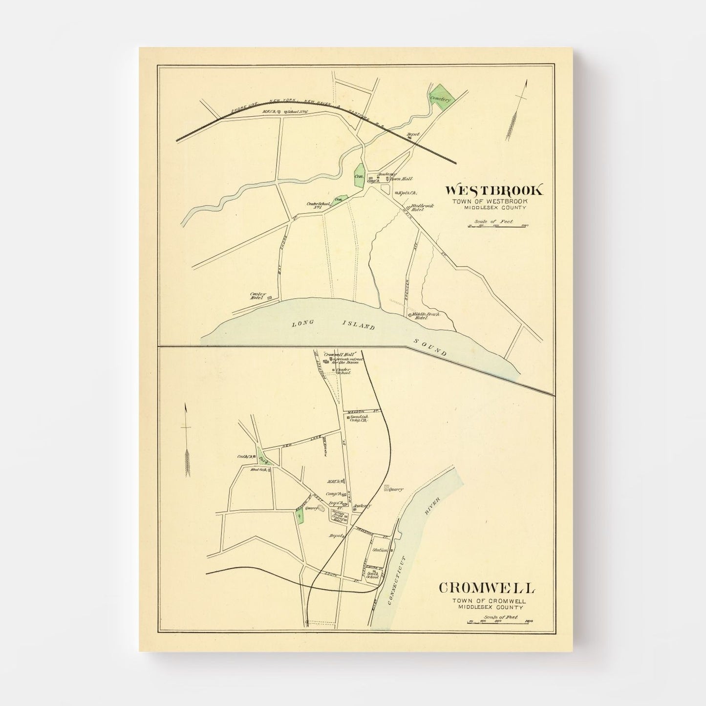 Vintage Map of Cromwell, Connecticut 1893