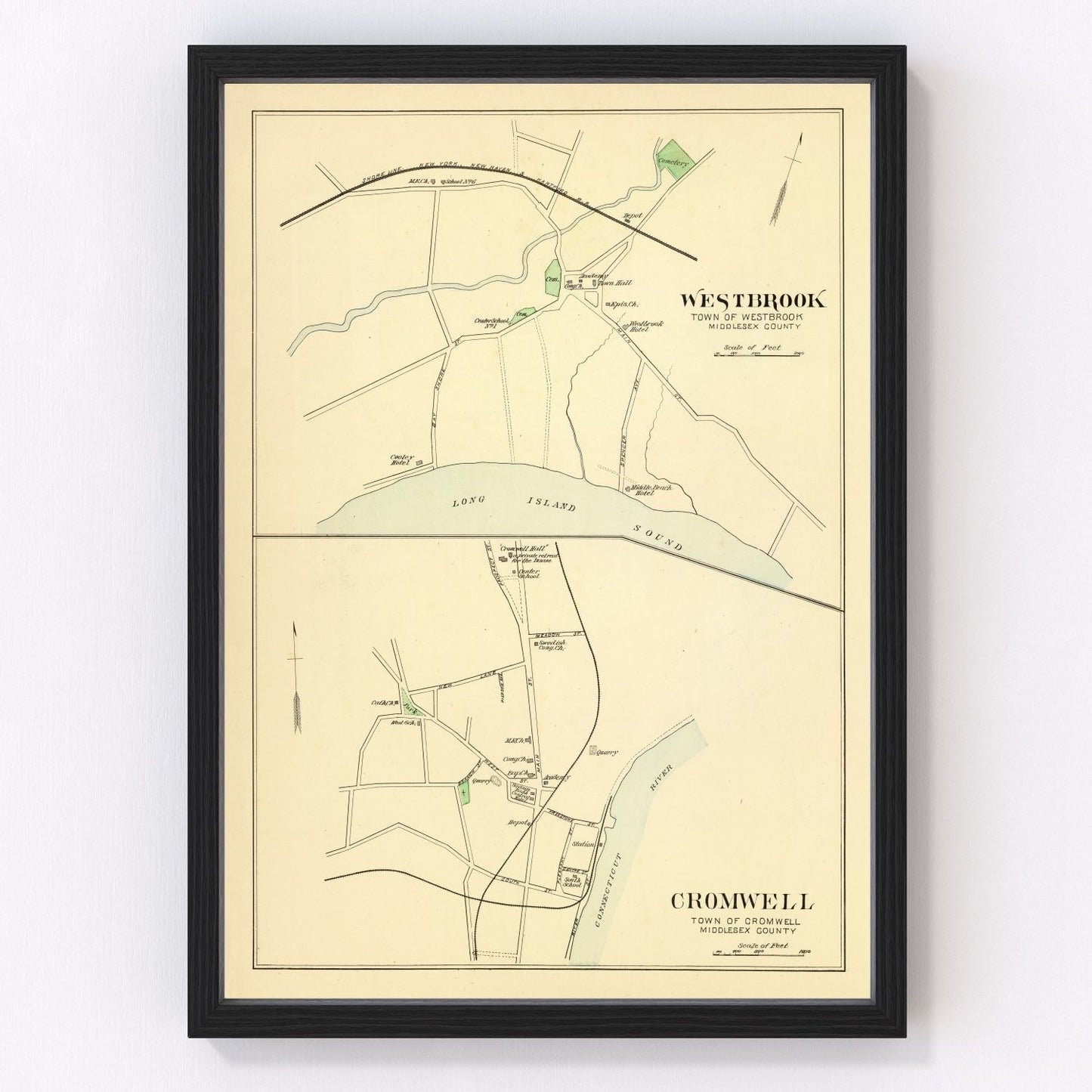 Vintage Map of Cromwell, Connecticut 1893