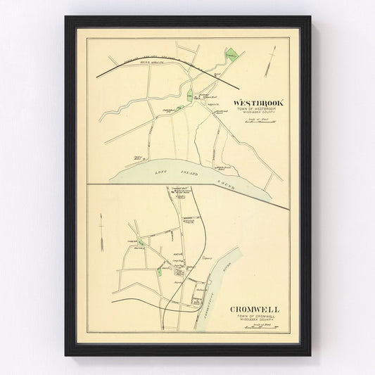 Vintage Map of Cromwell, Connecticut 1893