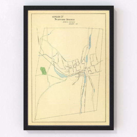Vintage Map of Stafford Springs, Connecticut 1893