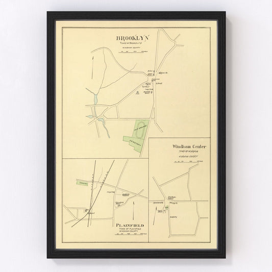 Vintage Map of Brooklyn, Connecticut 1893
