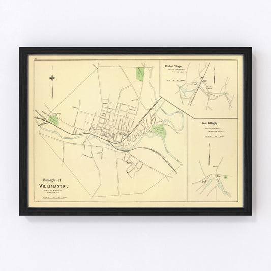 Vintage Map of Central Village, Connecticut 1893