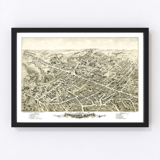 Vintage Map of Peabody, Massachusetts 1877