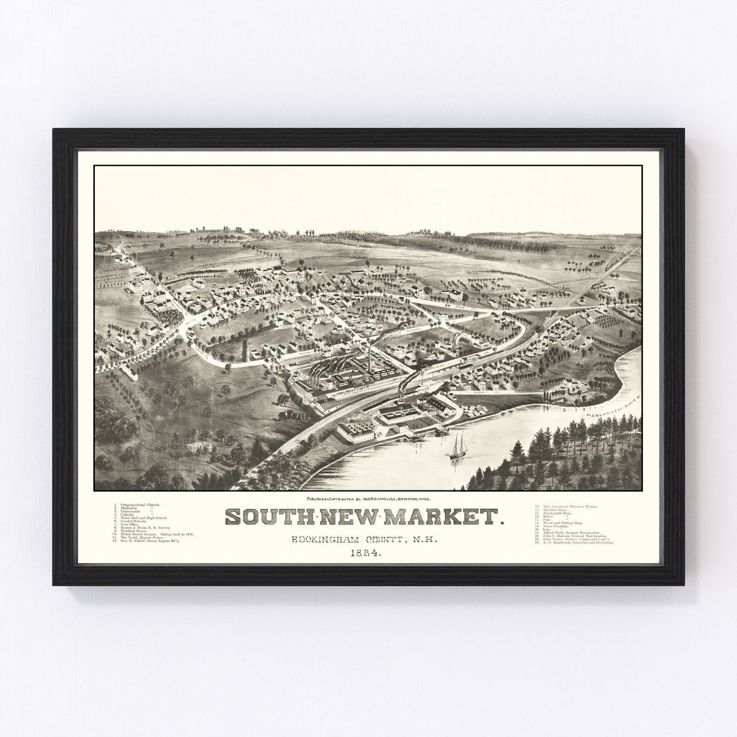 Vintage Map of South New Market, New Hampshire 1884