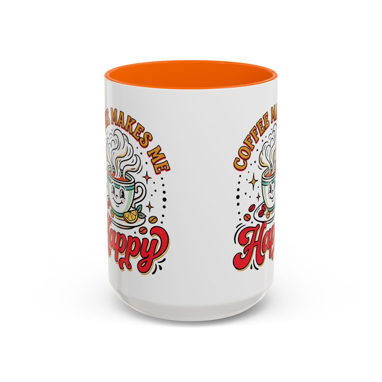 Coffee Mug — "Coffee Makes Me Happy" Cute Retro Accent Mug (11/15oz)