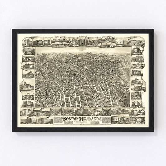 Vintage Map of Boston Highlands, Massachusetts 1888