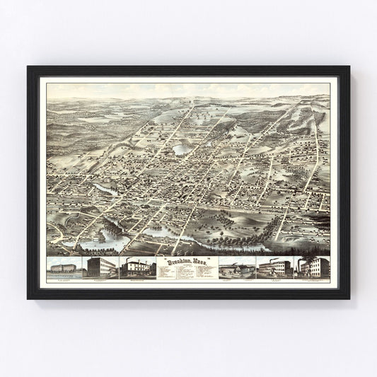 Vintage Map of Brockton, Massachusetts 1878