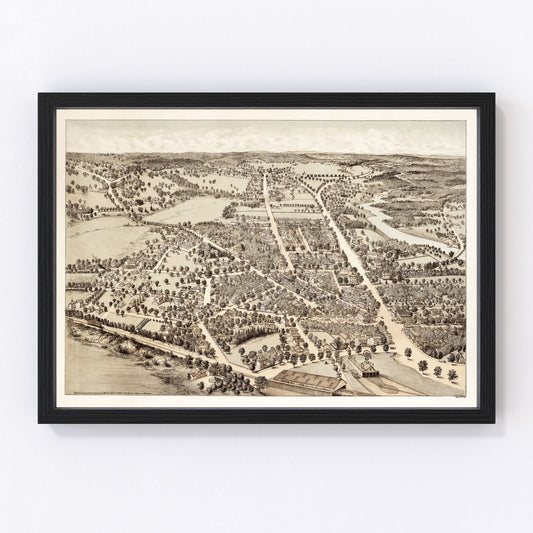 Vintage Map of Dedham, Massachusetts 1876