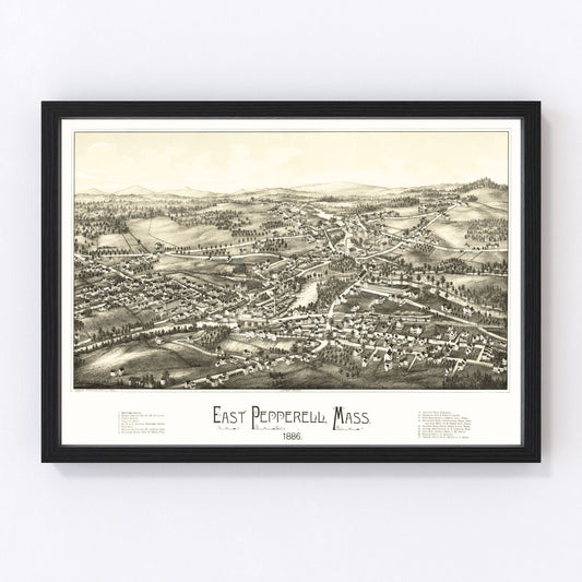 Vintage Map of Pepperell, Massachusetts 1886