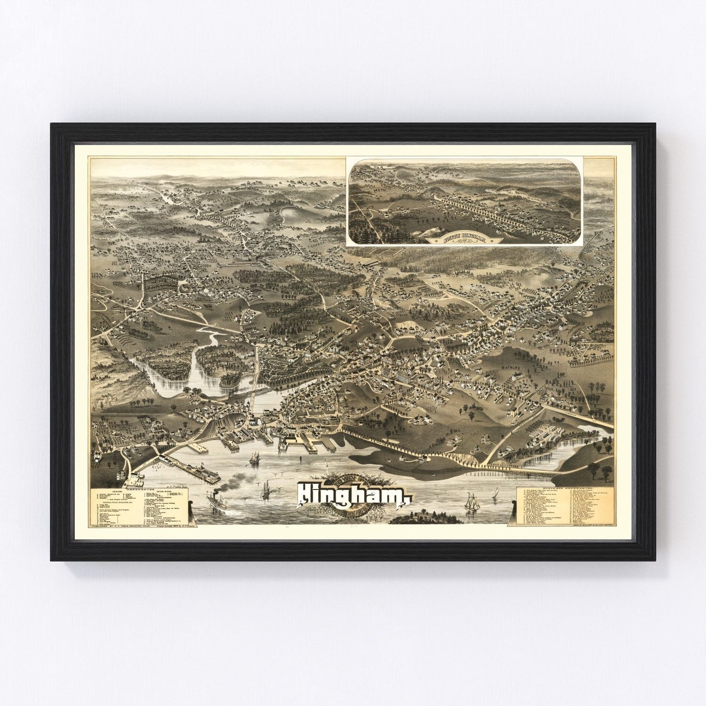 Vintage Map of Hingham, Massachusetts 1885