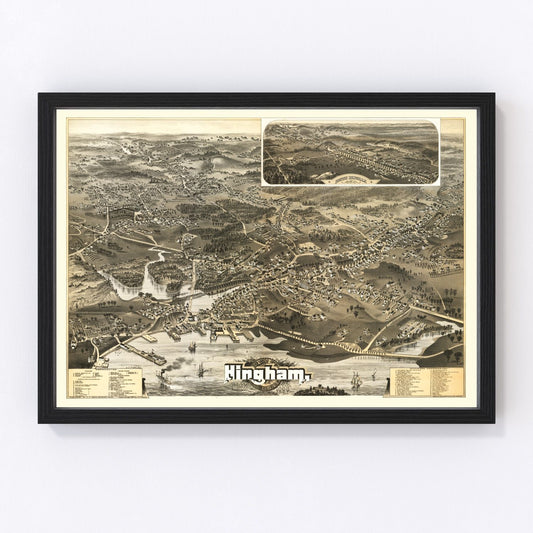 Vintage Map of Hingham, Massachusetts 1885