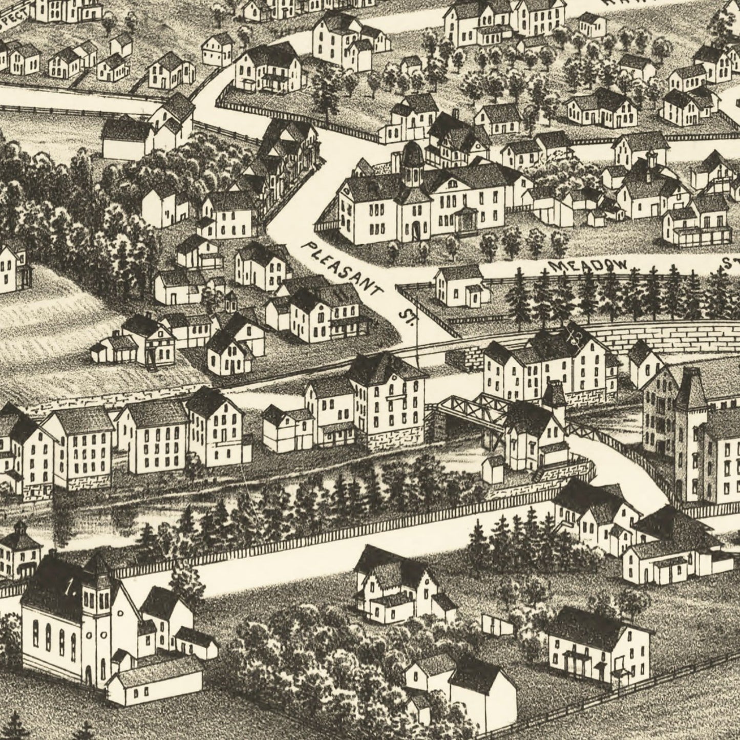 Vintage Map of Housatonic, Massachusetts 1890