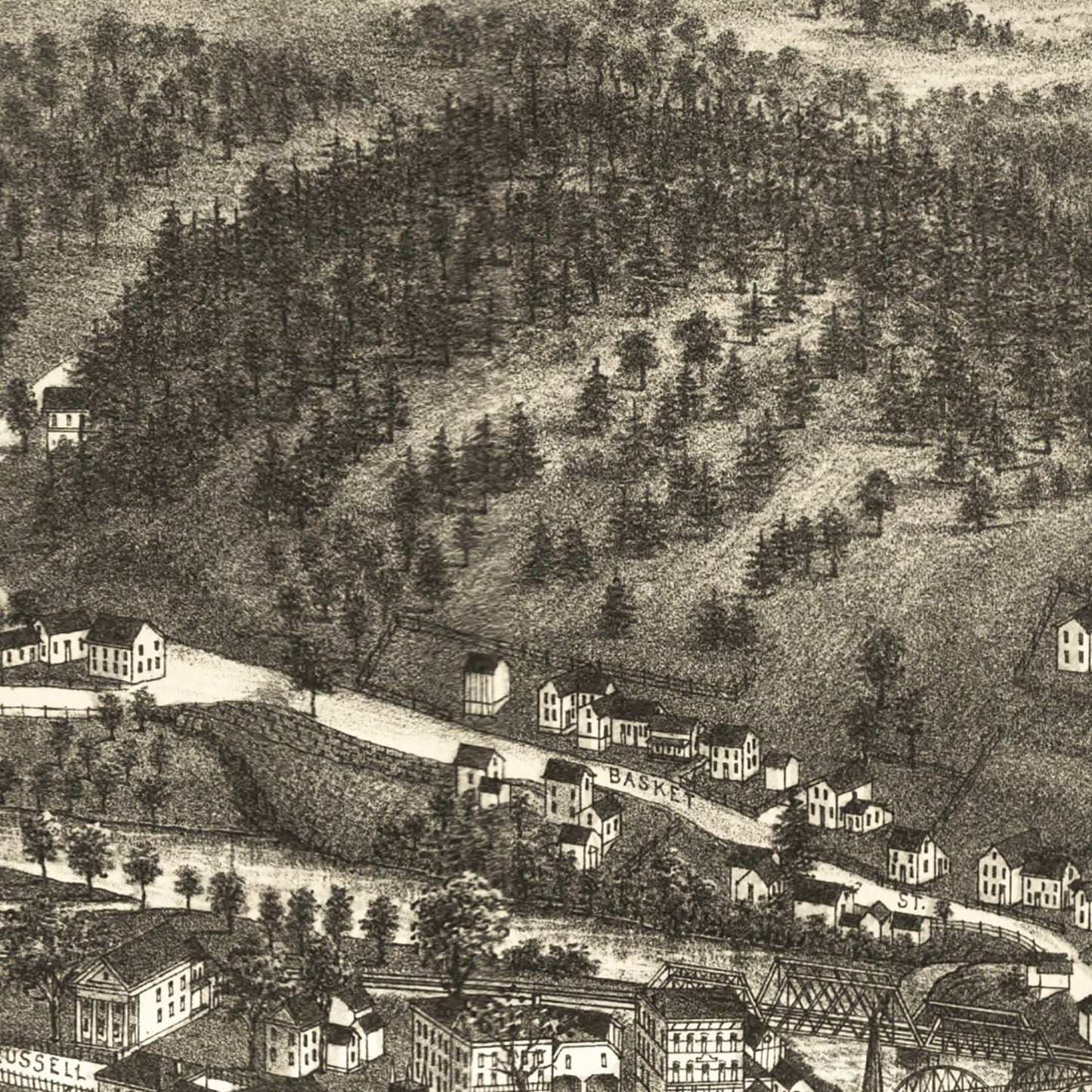 Vintage Map of Huntington, Massachusetts 1886