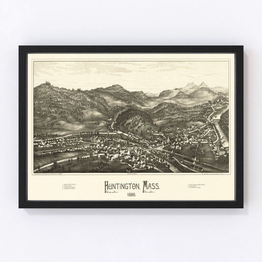 Vintage Map of Huntington, Massachusetts 1886