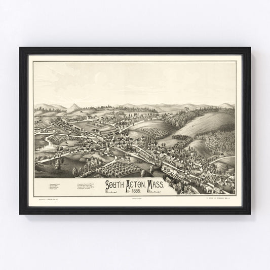 Vintage Map of South Acton, Massachusetts 1886
