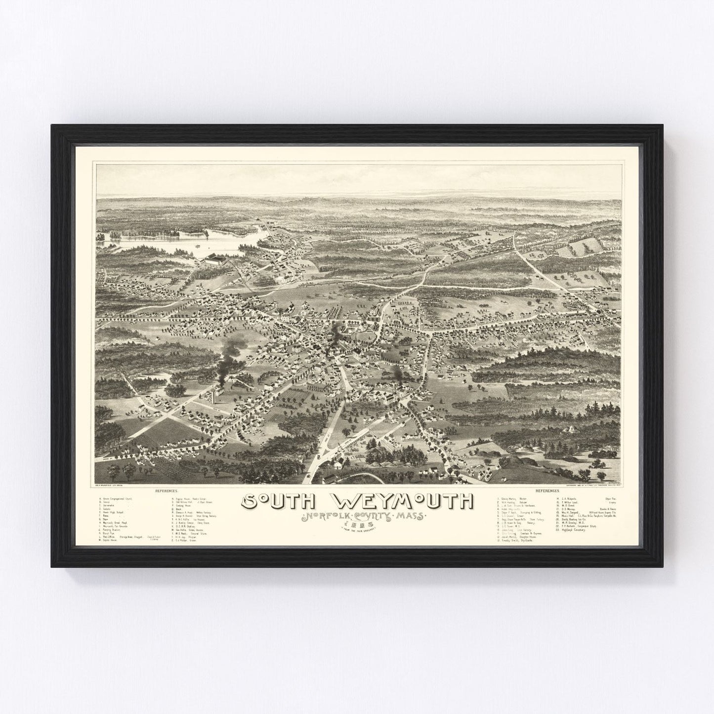 Vintage Map of South Weymouth, Massachusetts 1885