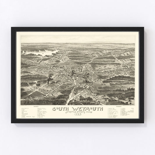 Vintage Map of South Weymouth, Massachusetts 1885