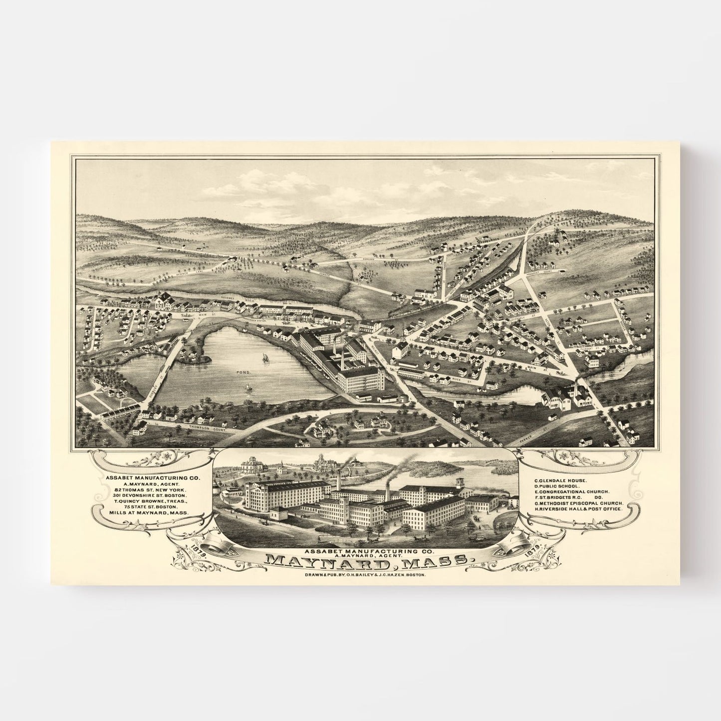 Vintage Map of Maynard, Massachusetts 1879