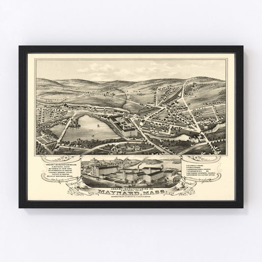 Vintage Map of Maynard, Massachusetts 1879