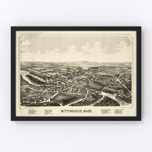 Vintage Map of Mittineague, Massachusetts 1889