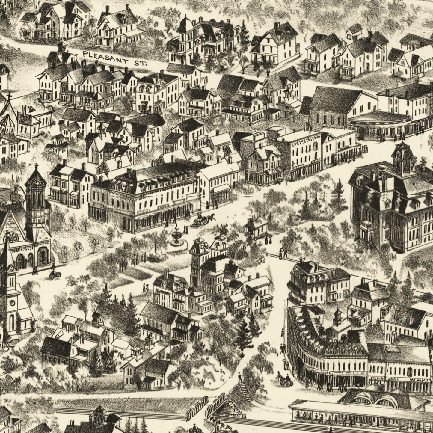Vintage Map of Newton Centre, Massachusetts 1897