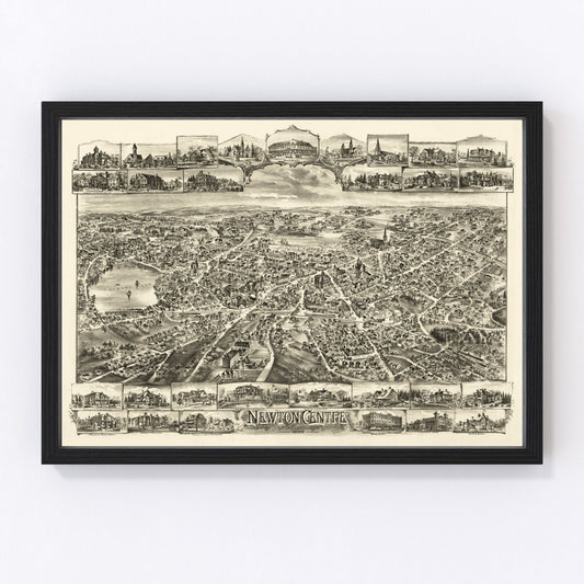 Vintage Map of Newton Centre, Massachusetts 1897
