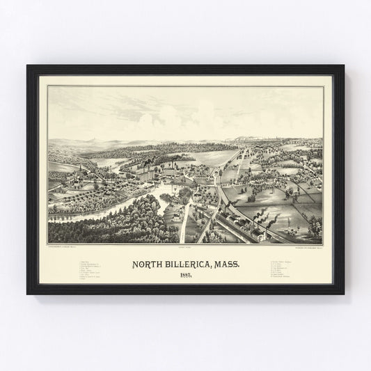 Vintage Map of North Billerica, Massachusetts 1887