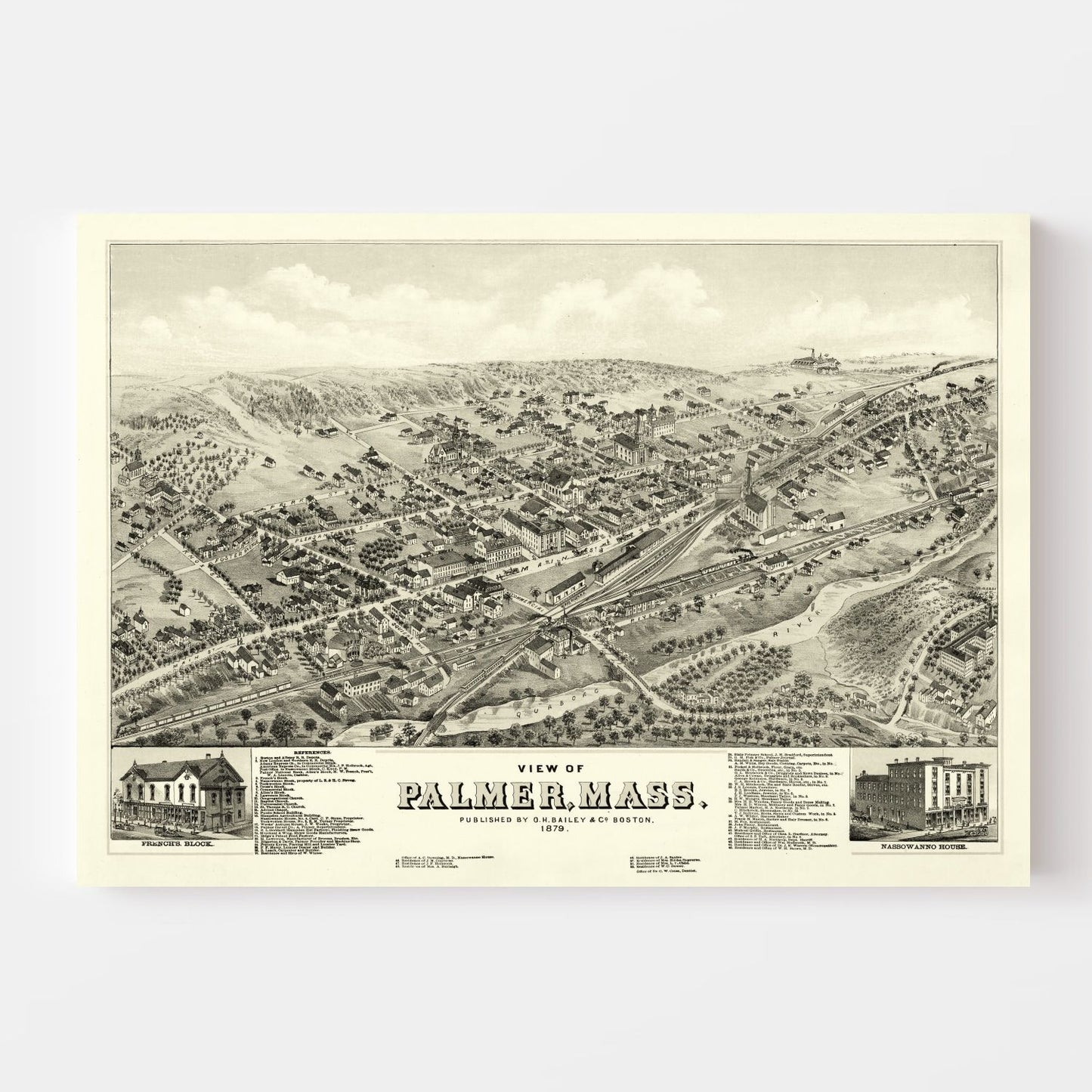 Vintage Map of Palmer, Massachusetts 1879