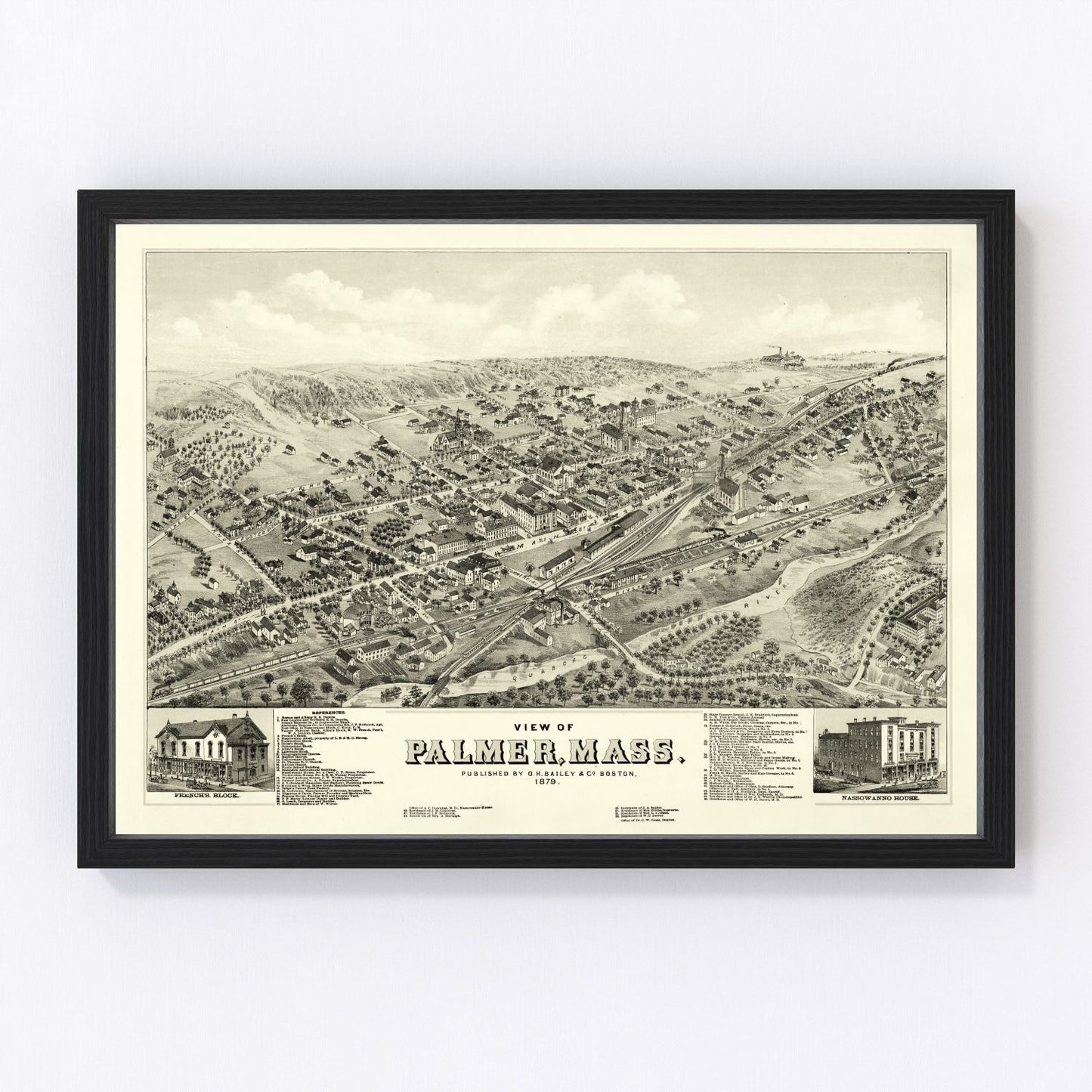 Vintage Map of Palmer, Massachusetts 1879