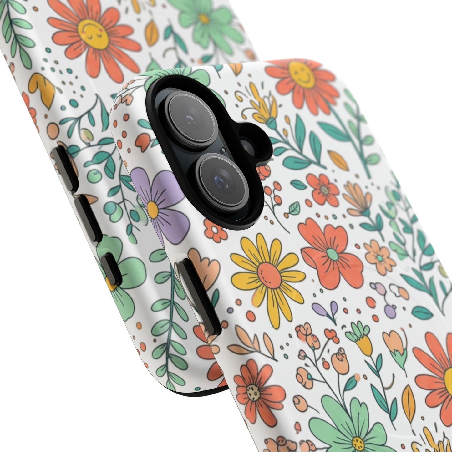 Floral Doodle Tough Magnetic Phone Case – Colorful Wildflower Protection