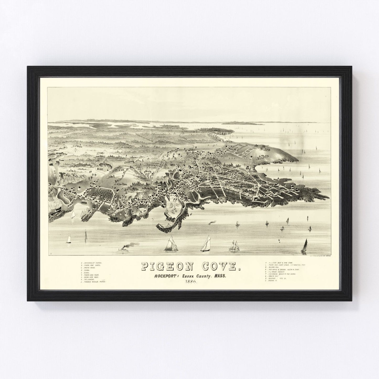 Vintage Map of Pigeon Cove, Massachusetts 1886