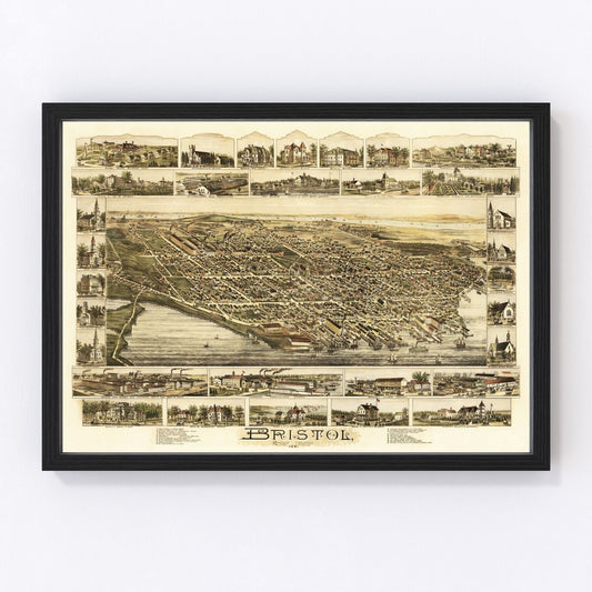Vintage Map of Bristol, Rhode Island 1891