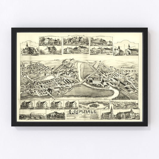 Vintage Map of Lonsdale, Rhode Island 1888