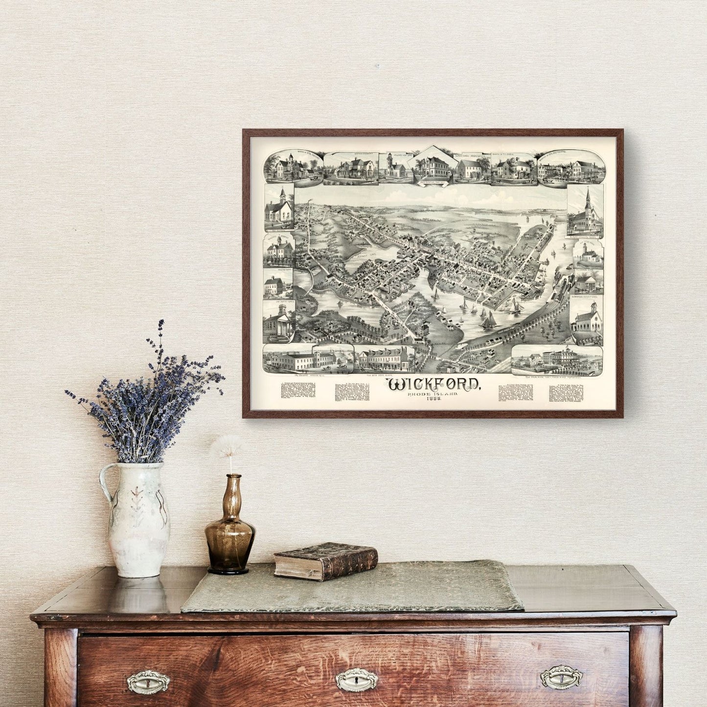 Vintage Map of Wickford, Rhode Island 1888