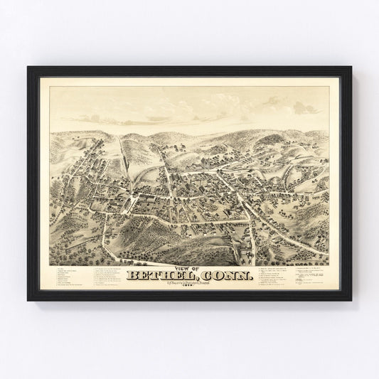 Vintage Map of Bethel, Connecticut 1879
