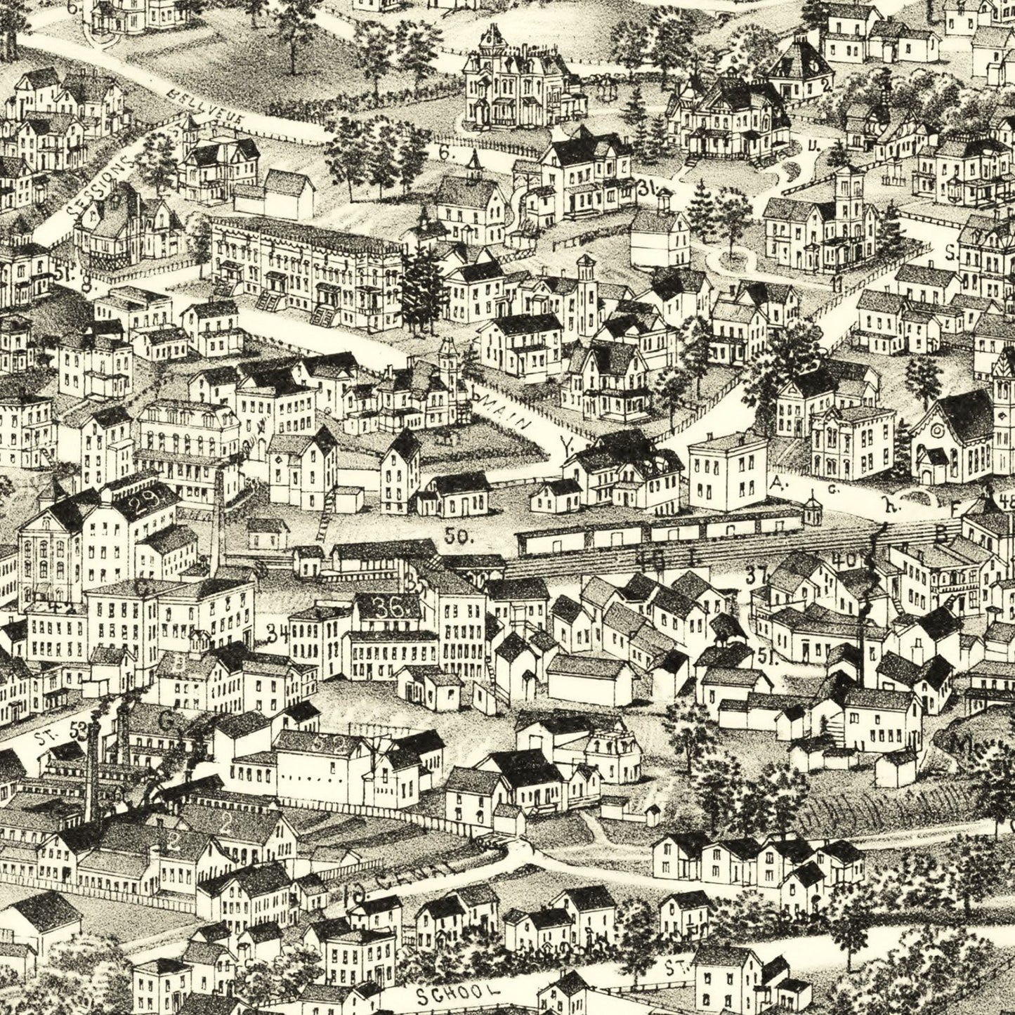 Vintage Map of Bristol, Connecticut 1889