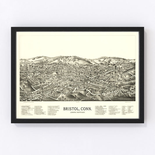 Vintage Map of Bristol, Connecticut 1889