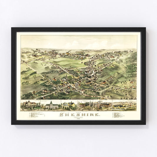 Vintage Map of Cheshire, Connecticut 1882
