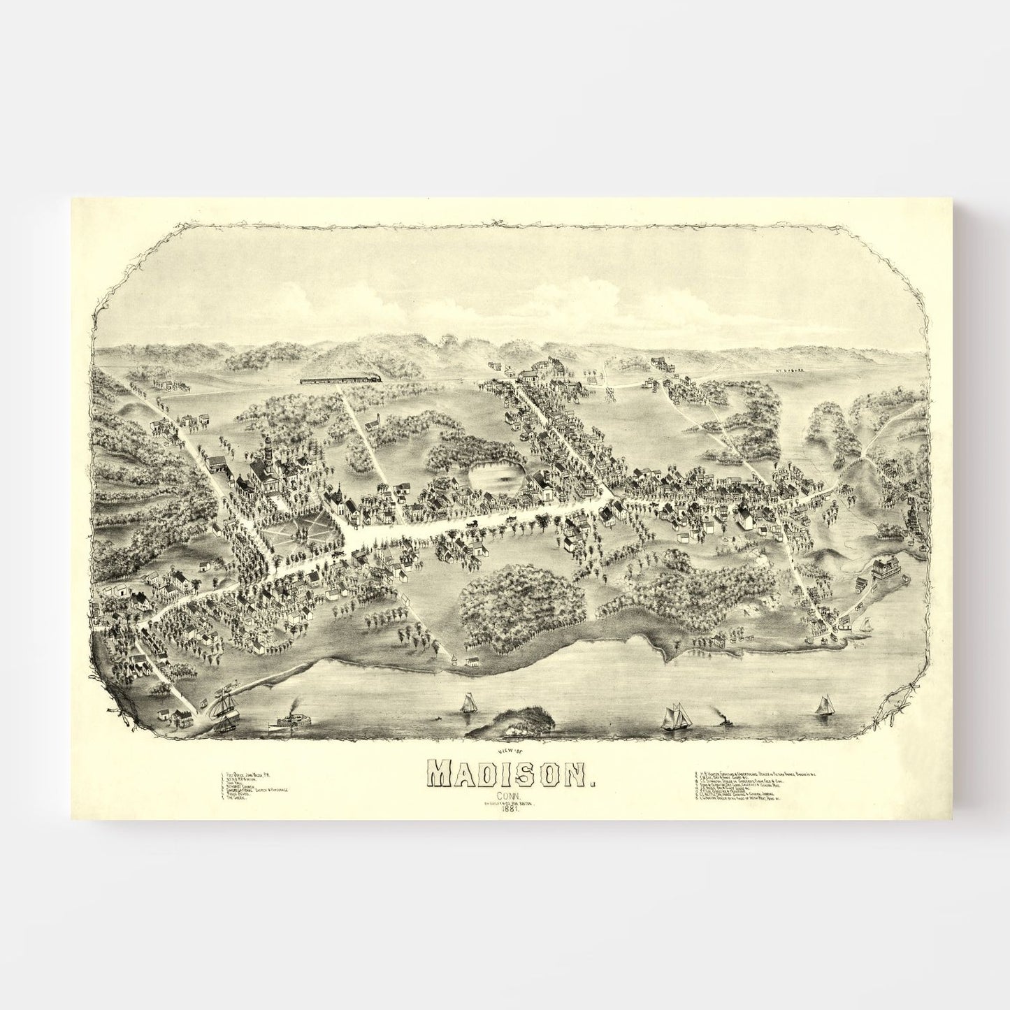 Vintage Map of Madison, Connecticut 1881