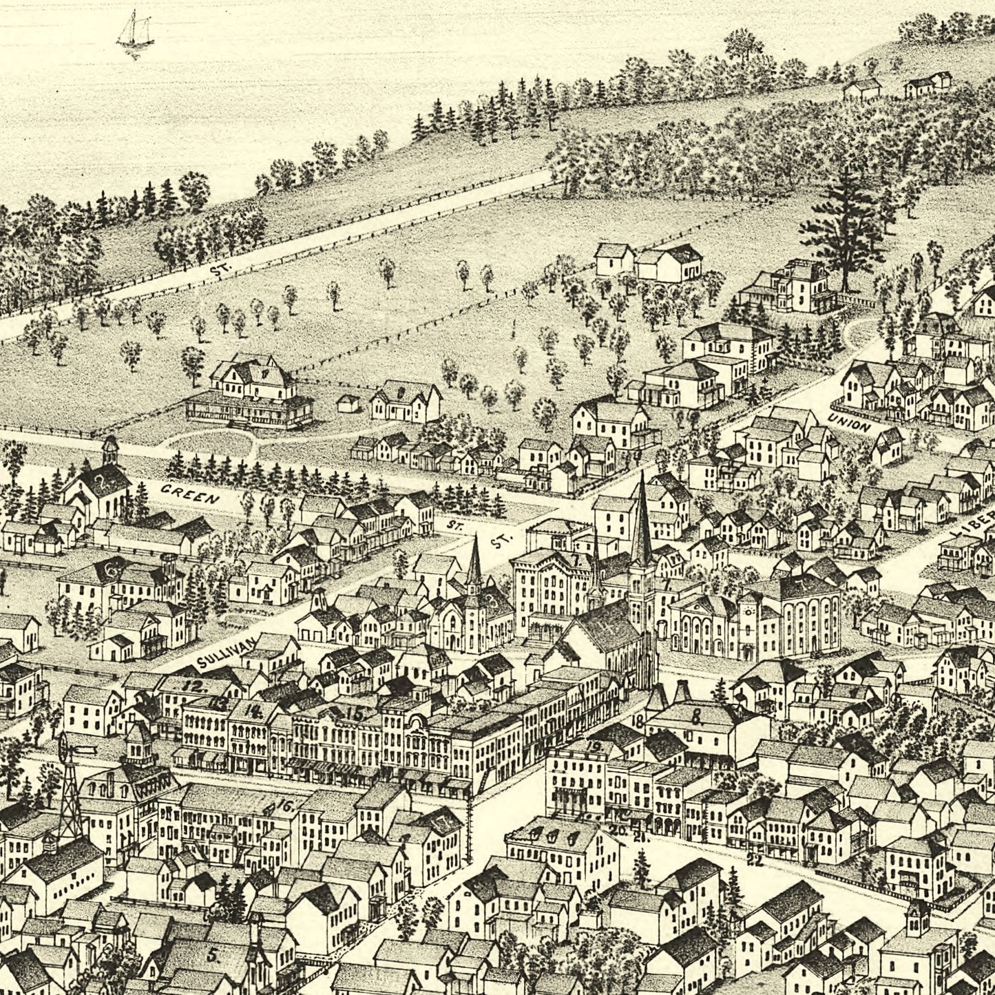Vintage Map of Cazenovia, New York 1890