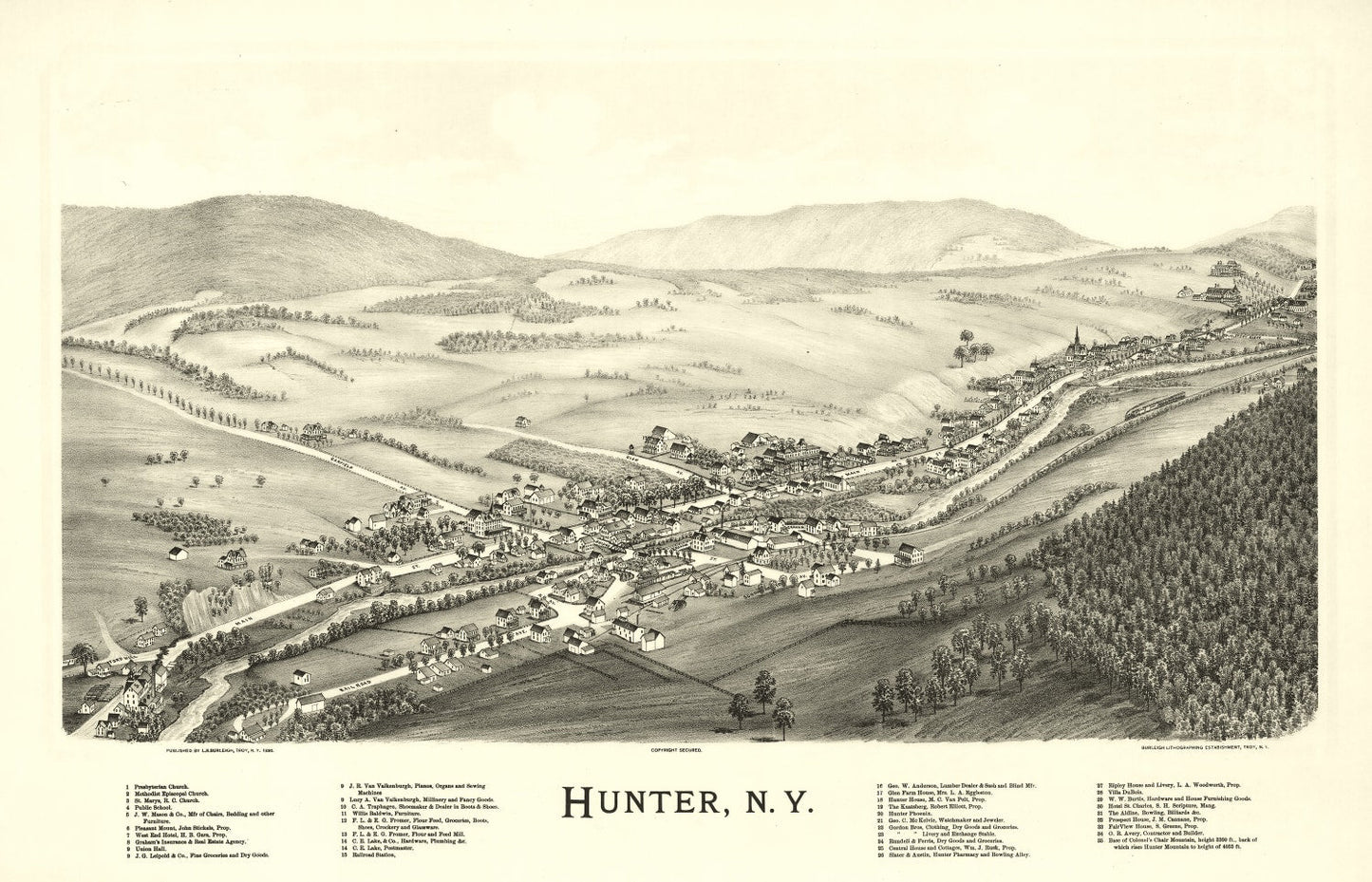Vintage Map of Hunter, New York 1890