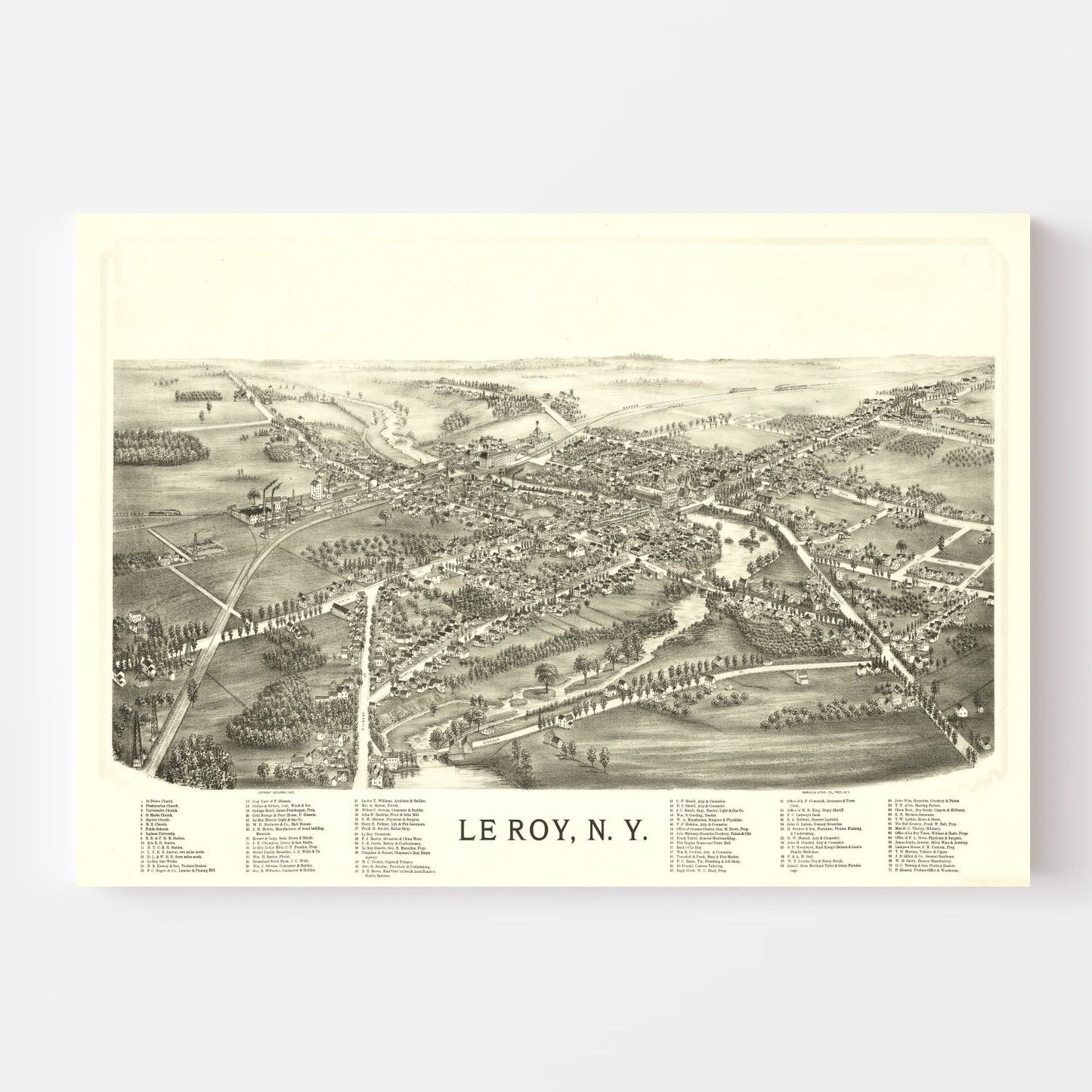 Vintage Map of Le Roy, New York 1892