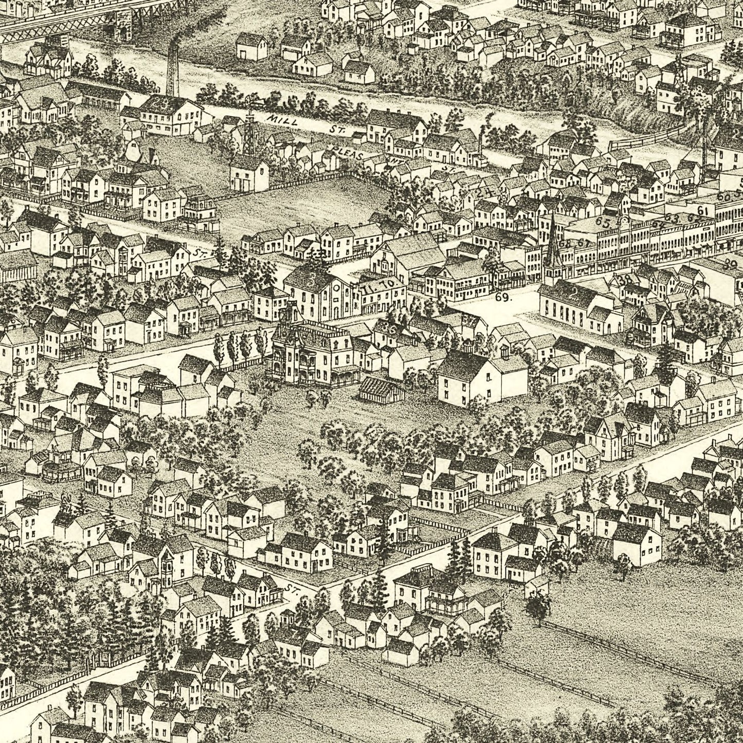Vintage Map of Le Roy, New York 1892