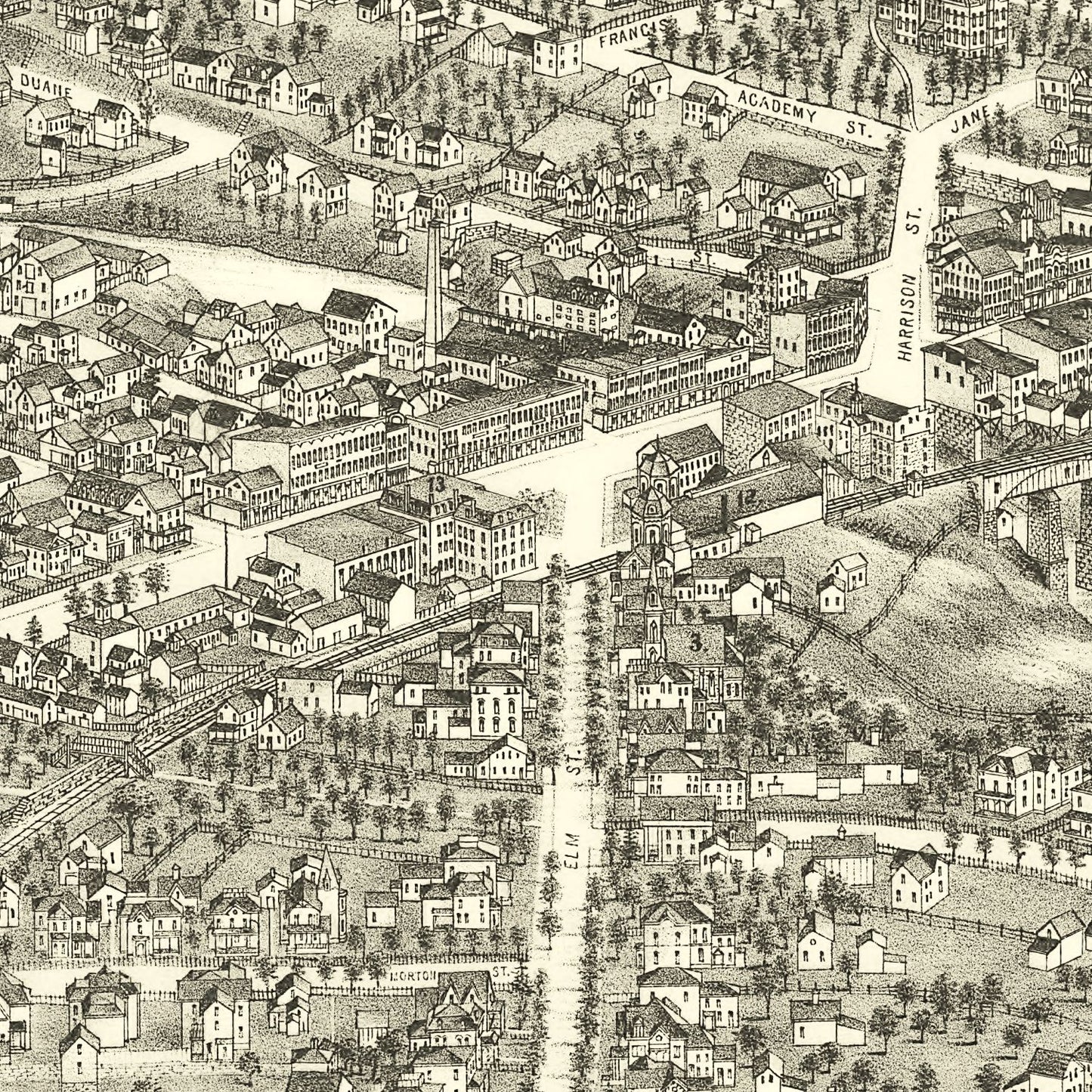 Vintage Map of Malone, New York 1886