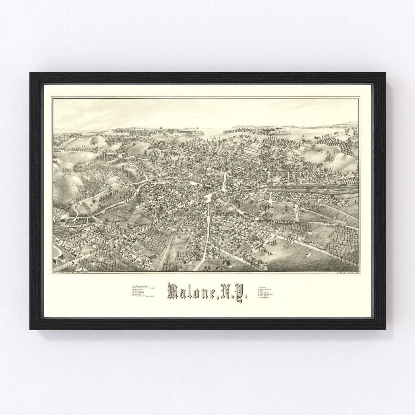 Vintage Map of Malone, New York 1886