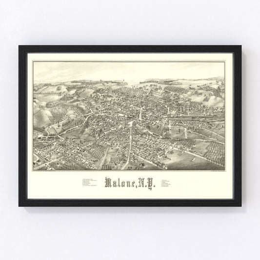 Vintage Map of Malone, New York 1886