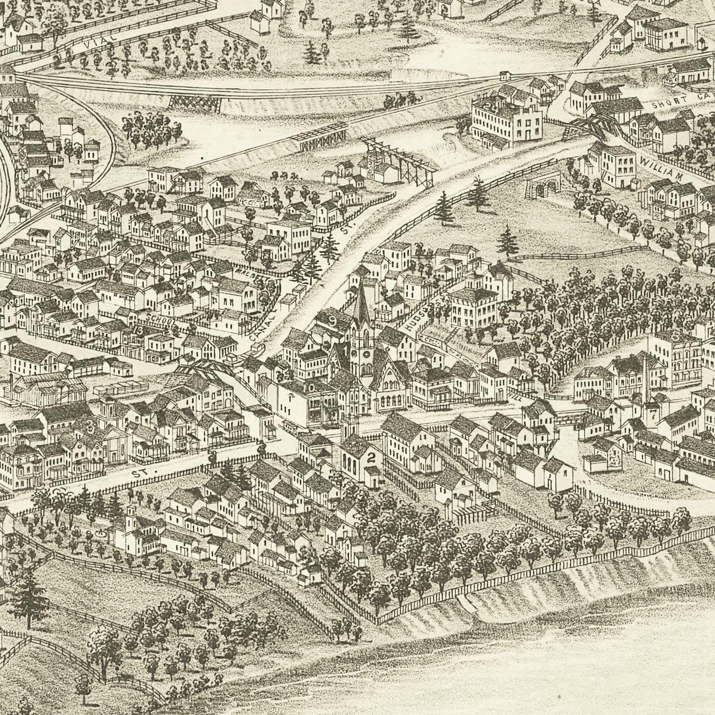 Vintage Map of Mechanicville, New York 1880