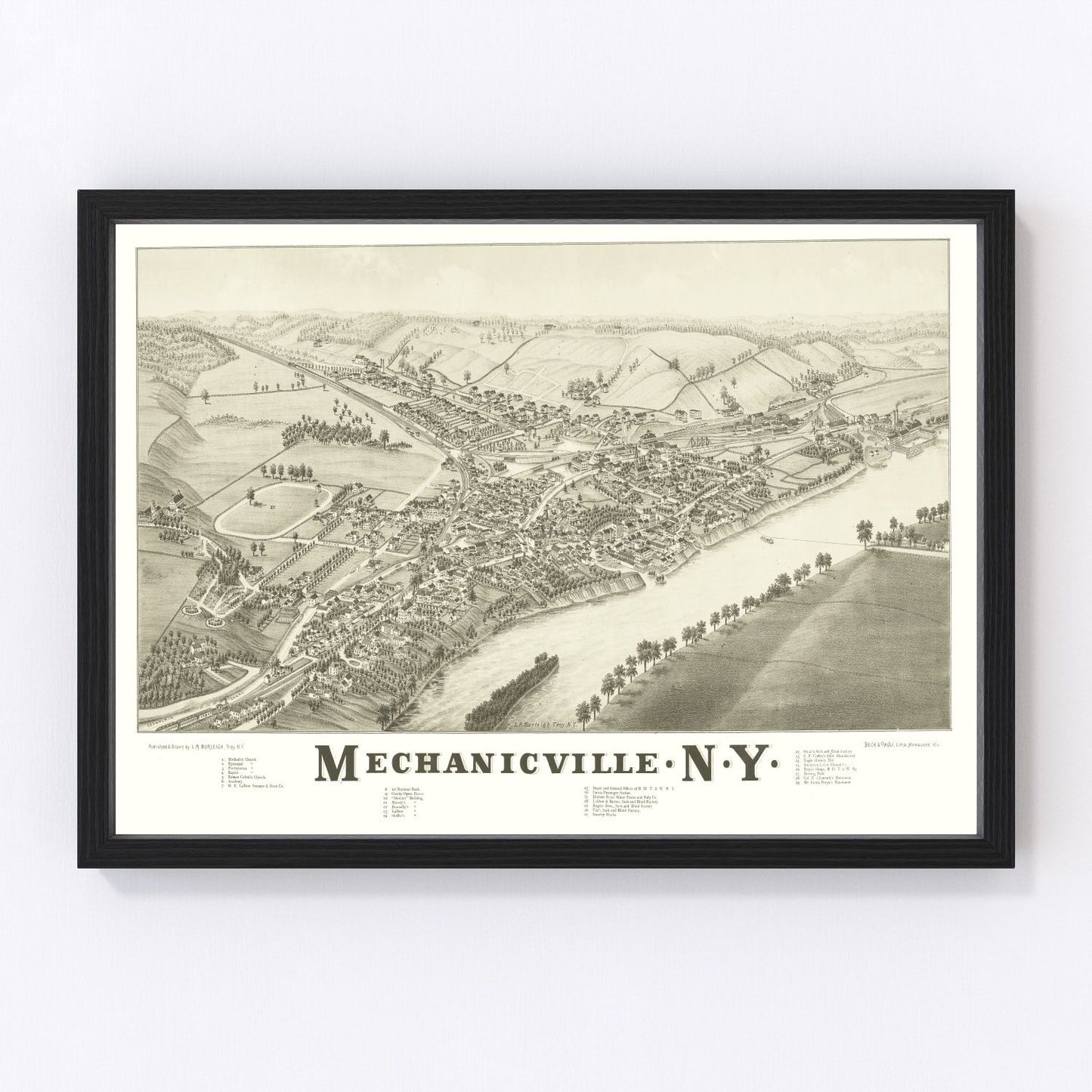 Vintage Map of Mechanicville, New York 1880