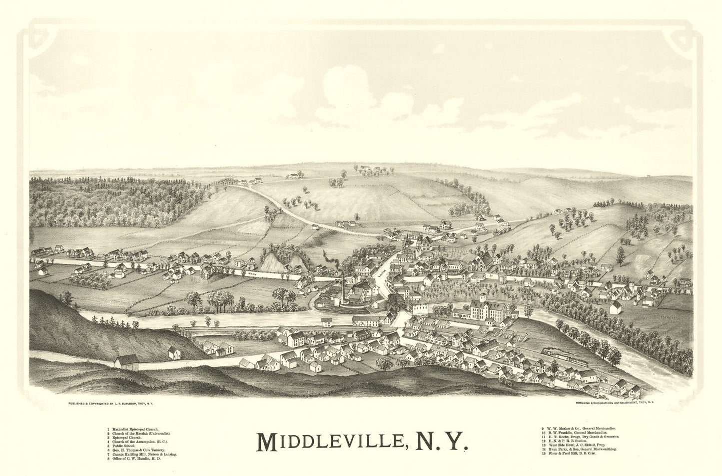 Vintage Map of Middleville, New York 1890