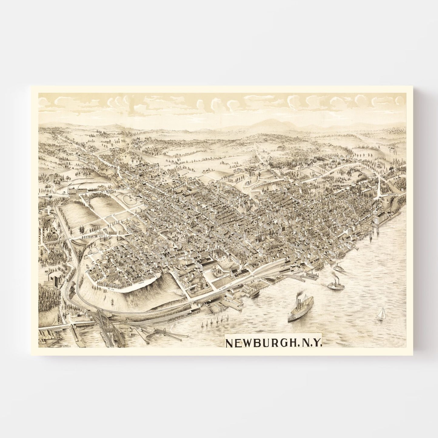 Vintage Map of Newburgh, New York 1900